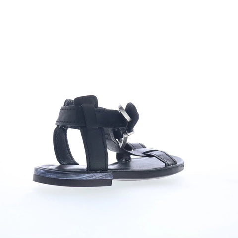 A.S. 98 Gifford Womens Black Leather Hook & Loop Strap Sandals Shoes