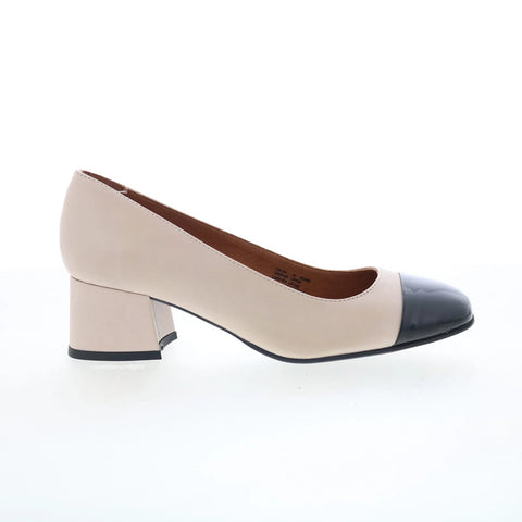 Miz Mooz Gilda Womens Beige Leather Slip On Pumps Heels Shoes