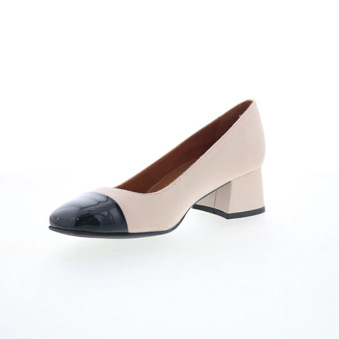 Miz Mooz Gilda Womens Beige Leather Slip On Pumps Heels Shoes