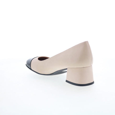 Miz Mooz Gilda Womens Beige Leather Slip On Pumps Heels Shoes