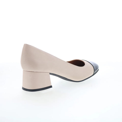 Miz Mooz Gilda Womens Beige Leather Slip On Pumps Heels Shoes