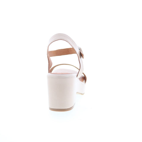Miz Mooz Gillie Womens Beige Leather Hook & Loop Heeled Sandals Shoes