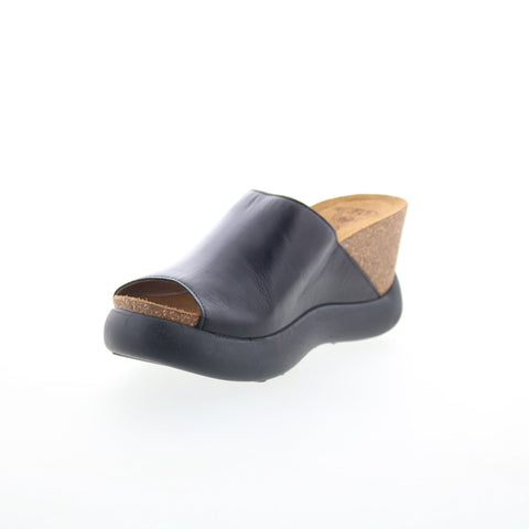 Fly London Gino GINO966FLY-000 Womens Black Leather Slides Sandals Shoes