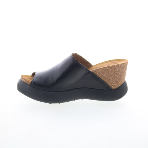 Fly London Gino GINO966FLY-000 Womens Black Leather Slides Sandals Shoes