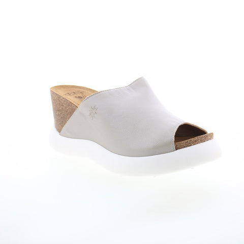 Fly London Gino GINO966FLY-002 Womens Silver Leather Slides Sandals Shoes