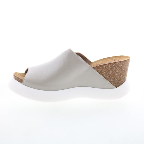Fly London Gino GINO966FLY-002 Womens Silver Leather Slides Sandals Shoes