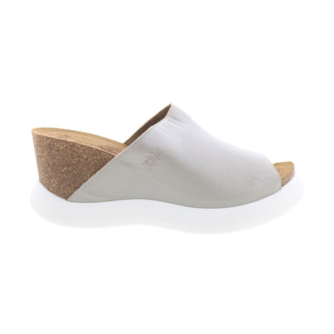 Fly London Gino GINO966FLY-002 Womens Silver Leather Slides Sandals Shoes