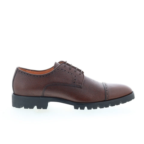 Zelli Italia Giovanni Pebble Grain Cap Toe Mens Brown Oxfords Cap Toe Shoes