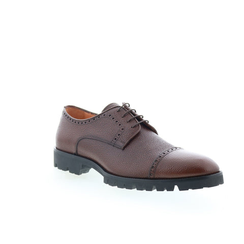 Zelli Italia Giovanni Pebble Grain Cap Toe Mens Brown Oxfords Cap Toe Shoes