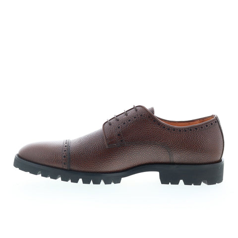 Zelli Italia Giovanni Pebble Grain Cap Toe Mens Brown Oxfords Cap Toe Shoes