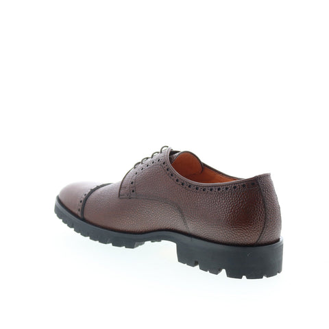 Zelli Italia Giovanni Pebble Grain Cap Toe Mens Brown Oxfords Cap Toe Shoes