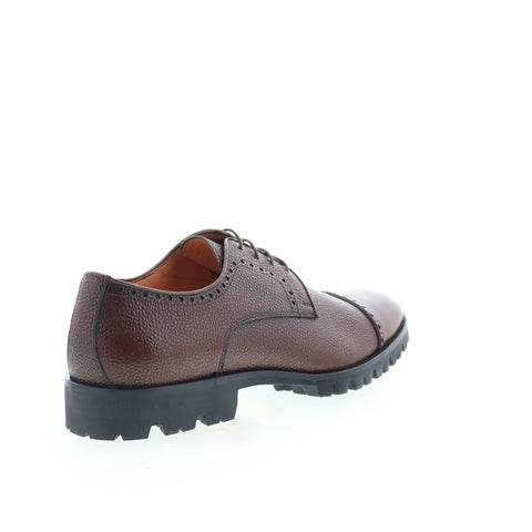 Zelli Italia Giovanni Pebble Grain Cap Toe Mens Brown Oxfords Cap Toe Shoes
