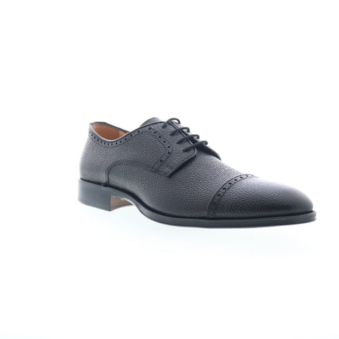 Zelli Italia Giovanni Pebble Grain Captoe Mens Black Oxfords Cap Toe Shoes