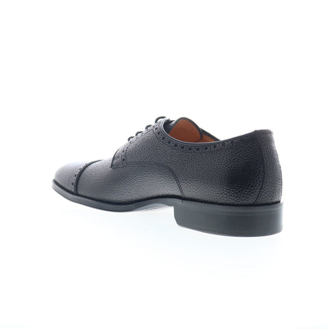 Zelli Italia Giovanni Pebble Grain Cap Toe Mens Black Oxfords Cap Toe Shoes