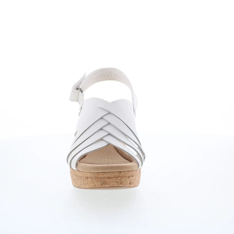 Clarks Giselle Ivy 26178028 Womens White Leather Strap Wedges Sandals Shoes