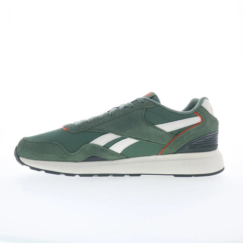 Reebok GL 1100 Mens Green Suede Lace Up Lifestyle Sneakers Shoes