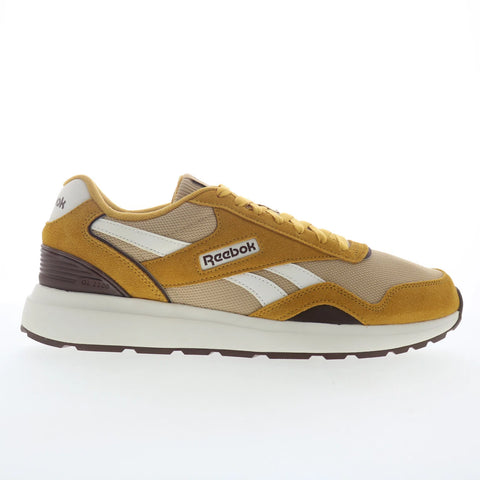 Reebok GL 1100 Mens Gold Suede Lace Up Lifestyle Sneakers Shoes