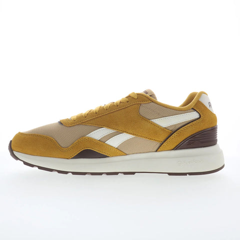 Reebok GL 1100 Mens Gold Suede Lace Up Lifestyle Sneakers Shoes