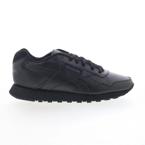 Reebok Glide Mens Black Leather Lace Up Lifestyle Sneakers Shoes
