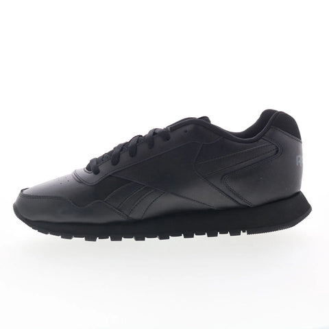 Reebok Glide Mens Black Leather Lace Up Lifestyle Sneakers Shoes