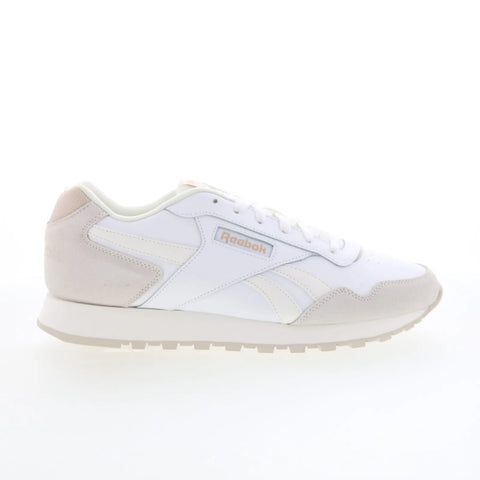 Reebok Glide Mens White Leather Lace Up Lifestyle Sneakers Shoes