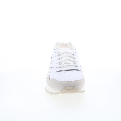 Reebok Glide Mens White Leather Lace Up Lifestyle Sneakers Shoes