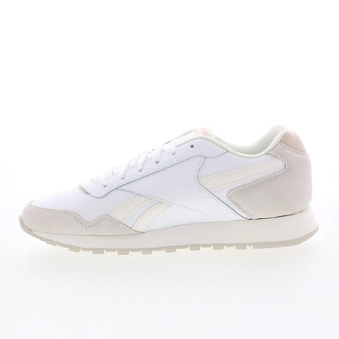 Reebok Glide Mens White Leather Lace Up Lifestyle Sneakers Shoes