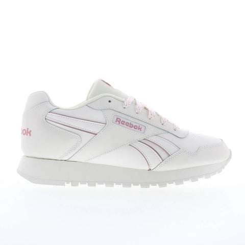 Reebok Glide Womens White Leather Lace Up Lifestyle Sneakers Shoes