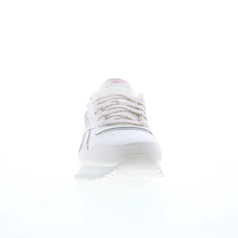 Reebok Glide Womens White Leather Lace Up Lifestyle Sneakers Shoes