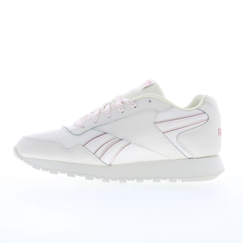 Reebok Glide Womens White Leather Lace Up Lifestyle Sneakers Shoes