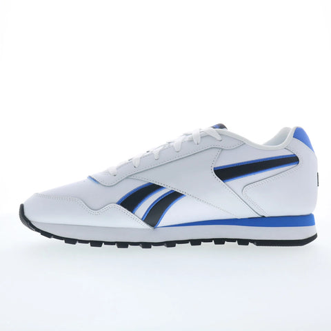 Reebok Glide Mens White Leather Lace Up Lifestyle Sneakers Shoes