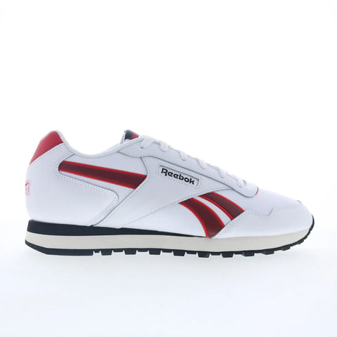 Reebok Glide Mens White Leather Lace Up Lifestyle Sneakers Shoes