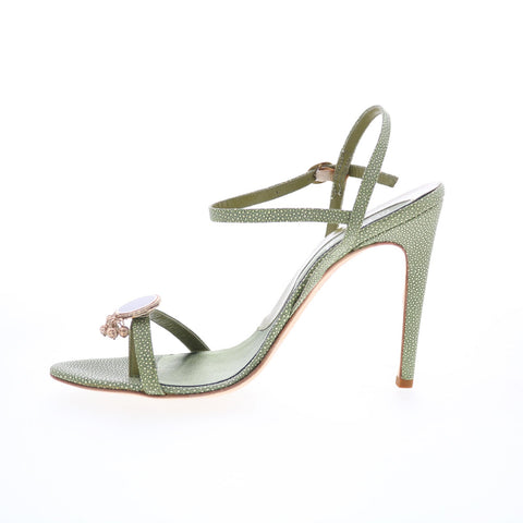 Gai Mattiolo GM2 Womens Green Leather Hook & Loop Pumps Heels Shoes