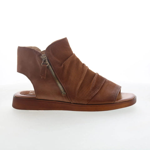 Miz Mooz Goddess Womens Brown Leather Zipper Strap Sandals Shoes