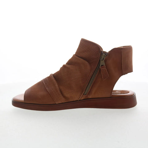 Miz Mooz Goddess Womens Brown Leather Zipper Strap Sandals Shoes