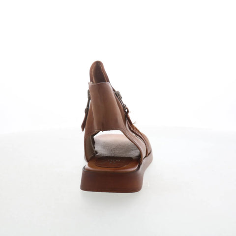 Miz Mooz Goddess Womens Brown Leather Zipper Strap Sandals Shoes