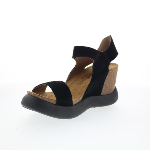 Fly London Gogo GOGO967FLY-006 Womens Black Wedges Sandals Shoes