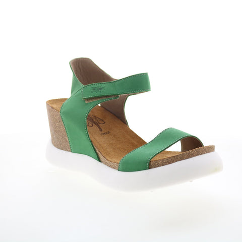 Fly London Gogo GOGO967FLY-003 Womens Green Leather Wedges Sandals Shoes