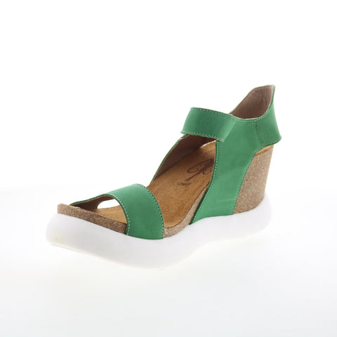 Fly London Gogo GOGO967FLY-003 Womens Green Leather Wedges Sandals Shoes