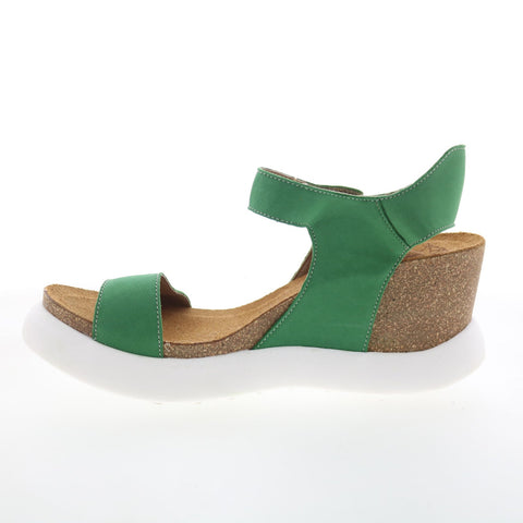 Fly London Gogo GOGO967FLY-003 Womens Green Leather Wedges Sandals Shoes