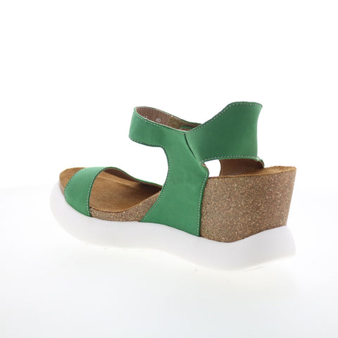 Fly London Gogo GOGO967FLY-003 Womens Green Leather Wedges Sandals Shoes