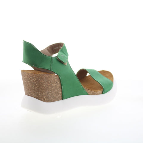 Fly London Gogo GOGO967FLY-003 Womens Green Leather Wedges Sandals Shoes