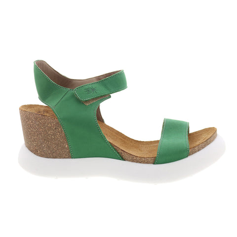 Fly London Gogo GOGO967FLY-003 Womens Green Leather Wedges Sandals Shoes
