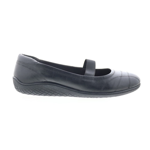 Easy Spirit Gold SEGOLD Womens Black Wide Leather Mary Jane Flats Shoes