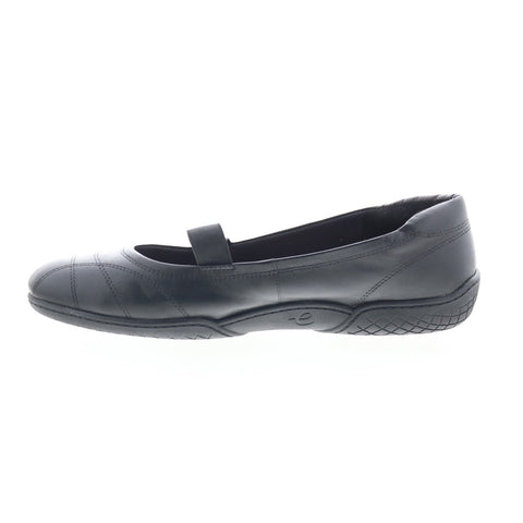 Easy Spirit Gold SEGOLD Womens Black Wide Leather Mary Jane Flats Shoes