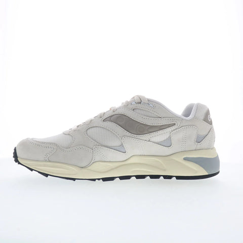 Saucony Grid Shadow 2 S70772-5 Mens White Suede Lifestyle Sneakers Shoes