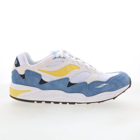 Saucony Grid Shadow 2 S70772-8 Mens White Suede Lifestyle Sneakers Shoes