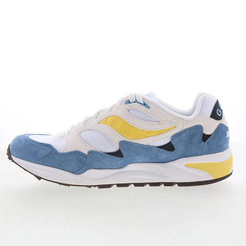 Saucony Grid Shadow 2 S70772-8 Mens White Suede Lifestyle Sneakers Shoes