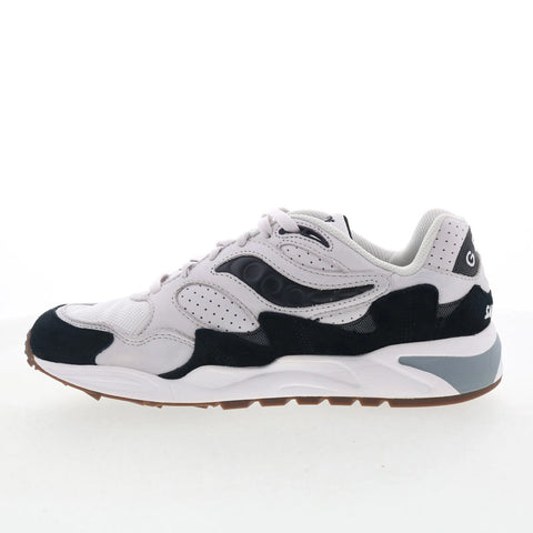 Saucony Grid Shadow 2 S70773-3 Mens White Suede Lifestyle Sneakers Shoes