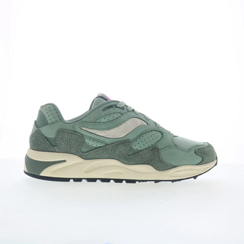 Saucony Grid Shadow 2 S70806-3 Mens Green Suede Lifestyle Sneakers Shoes